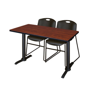 Cain Training Table and Chair Package, Cain 48" x 24" T-Base Training/Seminar Table with 2 Zeng Stack Chairs