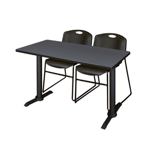 Cain Training Table and Chair Package, Cain 48" x 24" T-Base Training/Seminar Table with 2 Zeng Stack Chairs