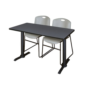 Cain Training Table and Chair Package, Cain 48" x 24" T-Base Training/Seminar Table with 2 Zeng Stack Chairs