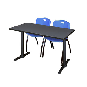 Cain Training Table and Chair Package, Cain 48" x 24" T-Base Training/Seminar Table with 2 "M" Stack Chairs
