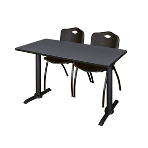 Cain Training Table and Chair Package, Cain 48" x 24" T-Base Training/Seminar Table with 2 "M" Stack Chairs