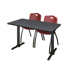 Cain Training Table and Chair Package, Cain 48" x 24" T-Base Training/Seminar Table with 2 "M" Stack Chairs