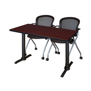 Cain Training Table and Chair Package, Cain 48" x 24" T-Base Training/Seminar Table with 2 Cadence Nesting Chairs