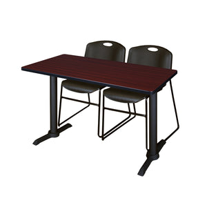 Cain Training Table and Chair Package, Cain 48" x 24" T-Base Training/Seminar Table with 2 Zeng Stack Chairs