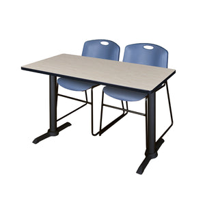 Cain Training Table and Chair Package, Cain 48" x 24" T-Base Training/Seminar Table with 2 Zeng Stack Chairs