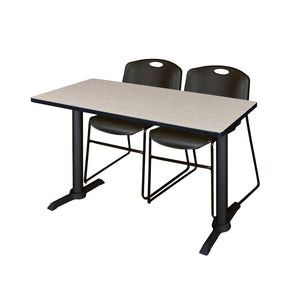 Cain Training Table and Chair Package, Cain 48" x 24" T-Base Training/Seminar Table with 2 Zeng Stack Chairs
