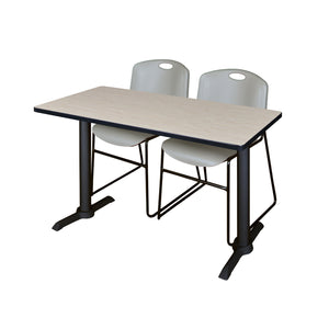 Cain Training Table and Chair Package, Cain 48" x 24" T-Base Training/Seminar Table with 2 Zeng Stack Chairs