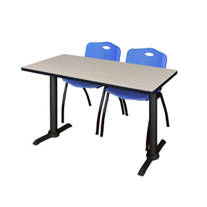 Cain Training Table and Chair Package, Cain 48" x 24" T-Base Training/Seminar Table with 2 "M" Stack Chairs
