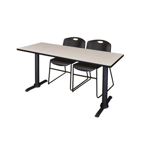 Cain Training Table and Chair Package, Cain 66" x 24" T-Base Training/Seminar Table with 2 Zeng Stack Chairs