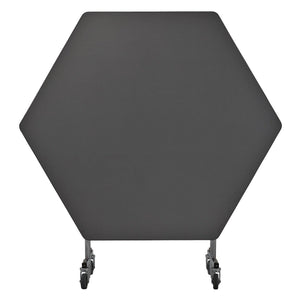 Mobile EasyFold Table, 60" Hexagon, Particleboard Core, Vinyl T-Mold Edge, Chrome Frame
