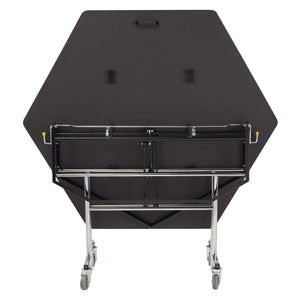 Mobile EasyFold Table, 48" Hexagon, Plywood Core, Vinyl T-Mold Edge, Chrome Frame