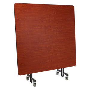 Mobile EasyFold Table, 60" Square, Plywood Core, Vinyl T-Mold Edge, Textured Black Frame