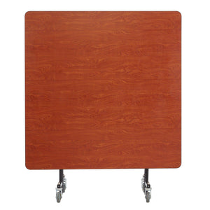 Mobile EasyFold Table, 60" Square, Particleboard Core, Vinyl T-Mold Edge, Chrome Frame
