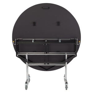 Mobile EasyFold Table, 48" Round, Plywood Core, Vinyl T-Mold Edge, Chrome Frame
