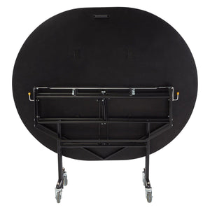 Mobile EasyFold Table, 60"x72" Oval, Plywood Core, Vinyl T-Mold Edge, Textured Black Frame
