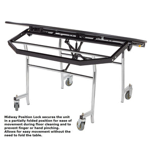 Mobile EasyFold Table, 48" Square, Plywood Core, Vinyl T-Mold Edge, Textured Black Frame