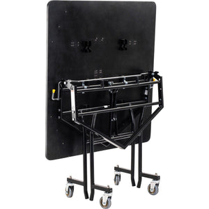 Mobile EasyFold Table, 48" Square, Particleboard Core, Vinyl T-Mold Edge, Textured Black Frame