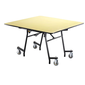 Mobile EasyFold Table, 48" Square, Plywood Core, Vinyl T-Mold Edge, Textured Black Frame