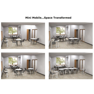 Muzo Tall Kite® Standing Height Mini Mobile Dry-Erase Flip-Top Folding/Nesting Table, 42" Crescent