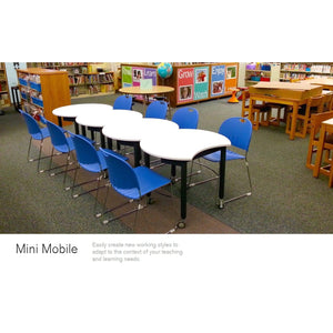 Muzo Kite® Mini Mobile Dry-Erase Flip-Top Folding/Nesting Table, 42" Crescent