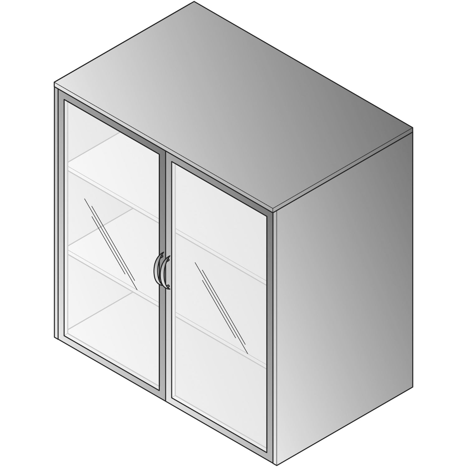 "Napa White" 37"H Storage Cabinet, Glass/Aluminum Doors