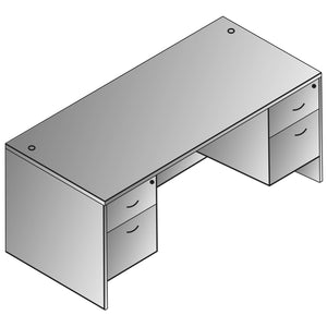 "Napa White" Double Pedestal Desk, 66" x 30" x 29" H