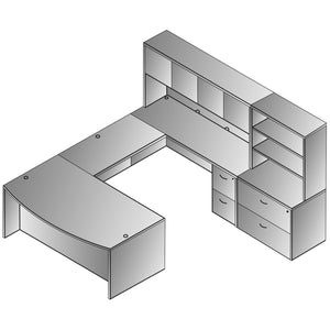 "Napa White" U-Shape Desk with Hutch and Storage, 107" x 113"
