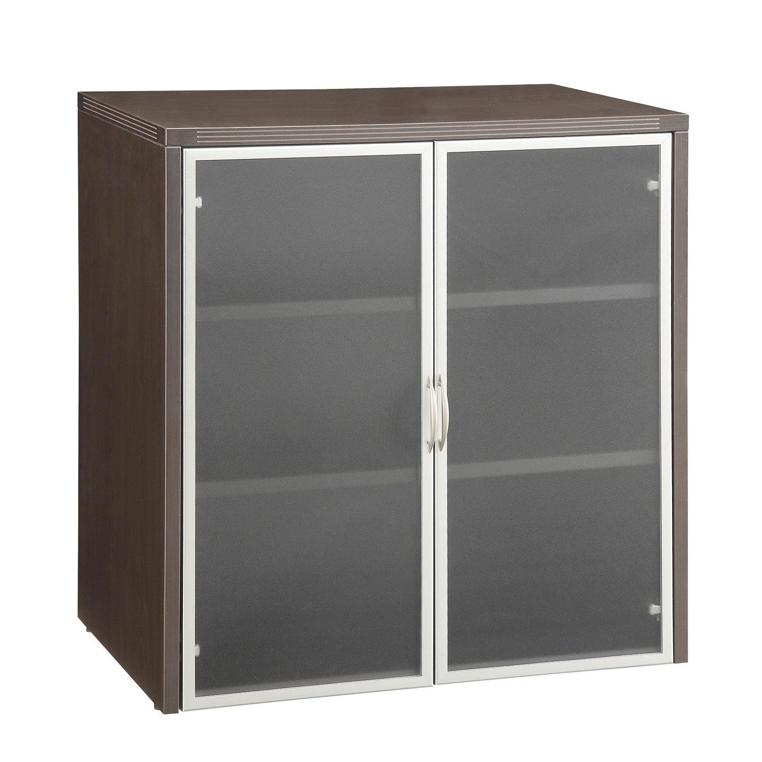 Napa 37"H Storage Cabinet, Glass/Aluminum Doors