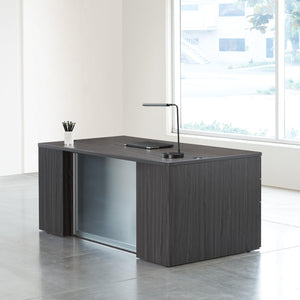 Napa StepFront Double Pedestal Desk with Glass Modesty Panel, 71” x 36” x 29" H