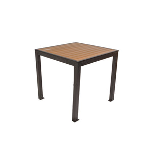 Longport Collection Outdoor/Indoor 32" Square Aluminum 4-Leg Bolt-Down Dining Height with Synthetic Teak Top