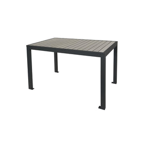 Seaside Collection Outdoor/Indoor 31" x 48" 4-Leg Bolt-Down Dining Height Table, Aluminum Frame with Gray Synthetic Teak Top