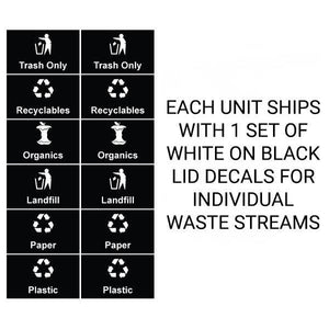 Metro Companion Indoor XL Two-Stream Indoor Recycling Receptacle, Hammered Copper Finish with Gold Lids