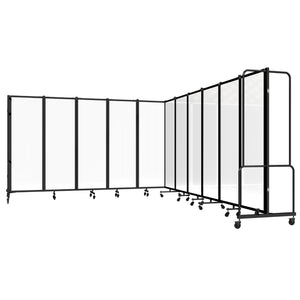 Robo Clear Acrylic Room Divider with Black Frame, 6' Height, 11 Sections,