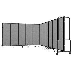 Robo Room Divider with PET Tackable Panels, Black Frame, 6' Height, 11 Sections