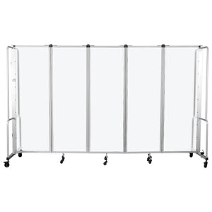 Robo Frosted Acrylic Room Divider with Grey Frame, 6' Height, 5 Sections