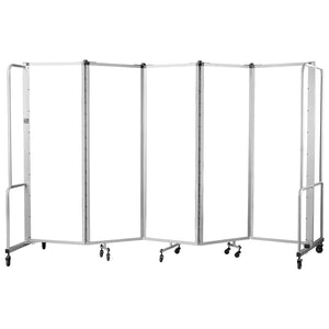 Robo Whiteboard Room Divider with Grey Frame, 6' Height, 5 Sections