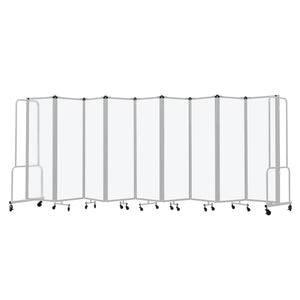 Robo Frosted Acrylic Room Divider with Grey Frame, 6' Height, 9 Sections