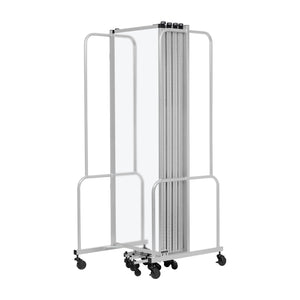 Robo Frosted Acrylic Room Divider with Grey Frame, 6' Height, 9 Sections