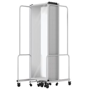 Robo Frosted Acrylic Room Divider with Grey Frame, 6' Height, 11 Sections