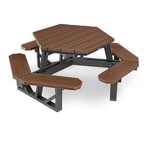 Frog Furnishings Hex Resinwood Outdoor Picnic Table, 6 Ft. Dia.