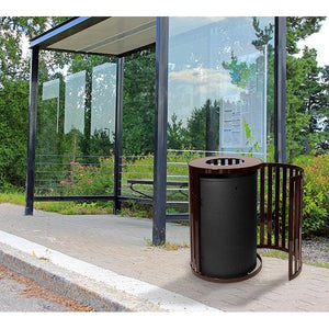 Streetscape Outdoor Trash Receptacle with Door, 45-Gallon Capacity