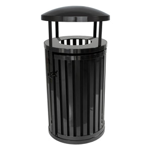 Streetscape Outdoor Trash Receptacle with Canopy and Door, 45-Gallon Capacity