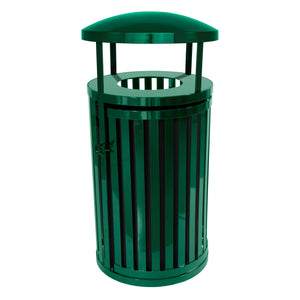 Streetscape Outdoor Trash Receptacle with Canopy and Door, 45-Gallon Capacity
