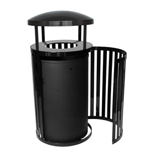 Streetscape Outdoor Trash Receptacle with Canopy and Door, 45-Gallon Capacity