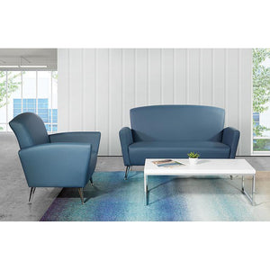 Loveseat with Antimicrobial Vinyl Upholstery, Chrome Legs