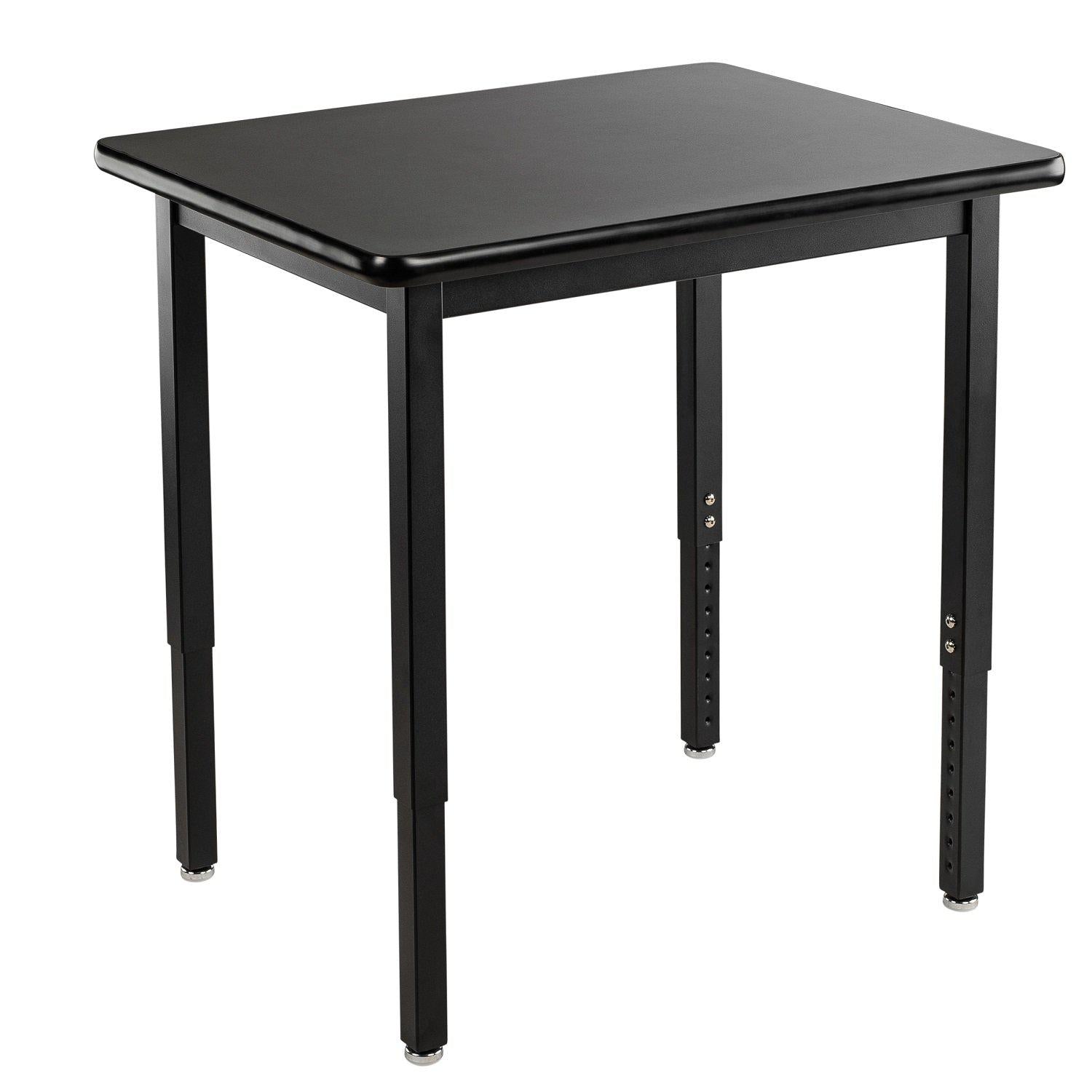 Heavy-Duty Height-Adjustable Utility Table, Black Frame, 30" x 30", High-Pressure Laminate Top with T-Mold Edge