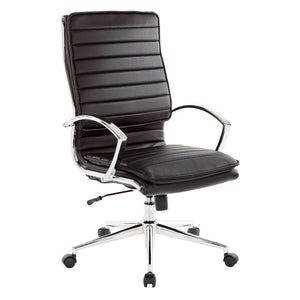 High Back Faux Leather Manager's Chair with Chrome Arms & Base
