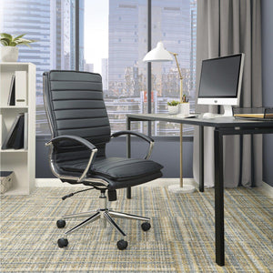 High Back Faux Leather Manager's Chair with Chrome Arms & Base