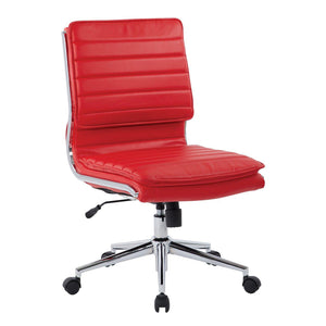 Armless Mid Back Faux Leather Manager's Chair with Chrome Base