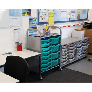 Antimicrobial Callero Plus Double Cart With 8 Shallow Trays and 4 Deep Trays, FREE SHIPPING